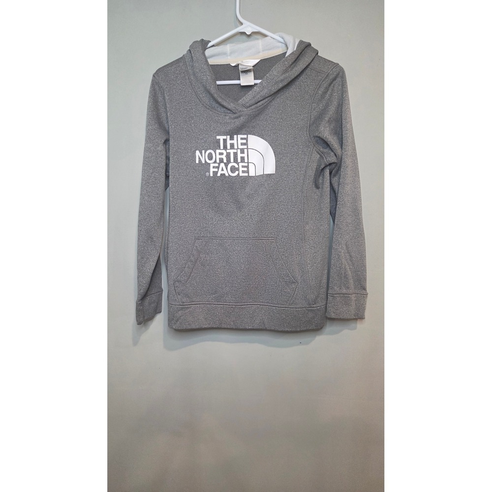 The North Face Hoodie Sweatshirt Womens Small Gray White Graphic Logo Pullover - Picture 2 of 6